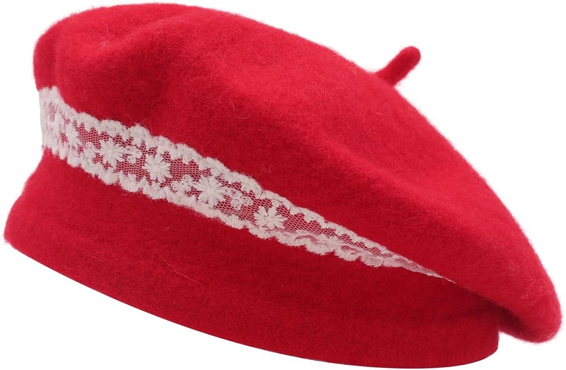 ZLYC Wool Kids Beret Hat Girls Solid Color Artist French Beret Cap - Image 1